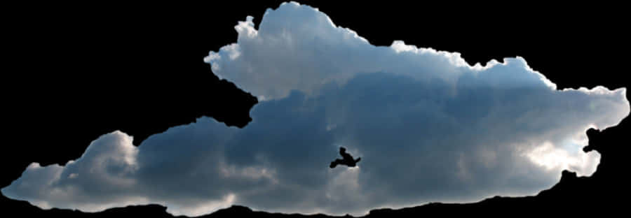 Silhouetted Bird Flying Across Cloudy Sky