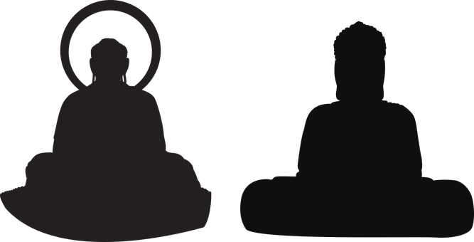 Silhouetted Buddha Figures PNG with transparent background