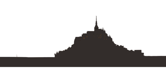 Silhouetted Castleat Dusk PNG with transparent background