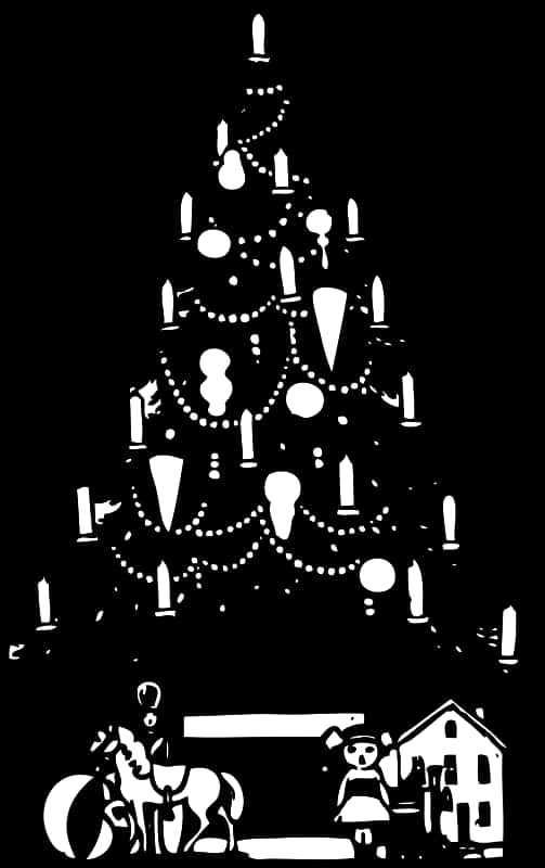 Silhouetted Christmas Treeand Toys