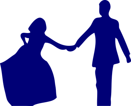 Silhouetted Couple Holding Hands