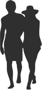 Silhouetted Couple Standing Together PNG with transparent background