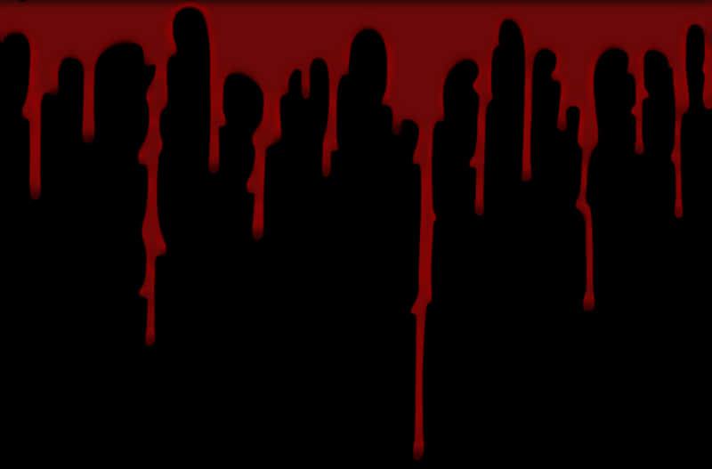 Silhouetted Crowd Blood Dripping Background PNG with transparent background