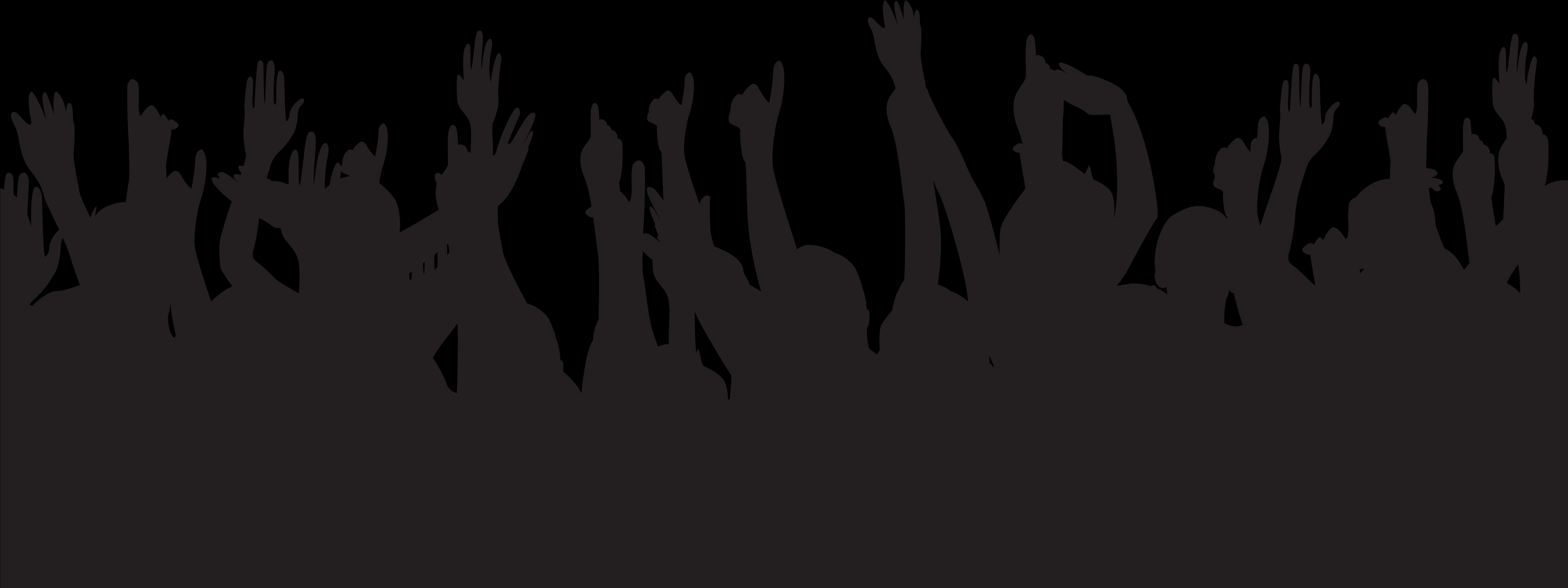 Silhouetted Crowd Celebration PNG with transparent background