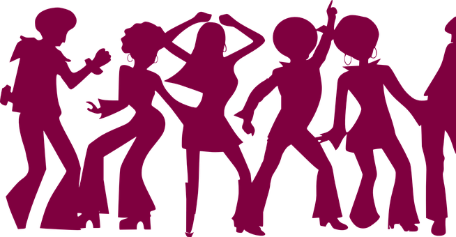 Silhouetted Dance Party PNG with transparent background