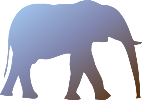 Silhouetted Elephant Graphic PNG with transparent background