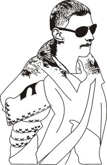 Silhouetted Manin Jacketand Sunglasses PNG with transparent background