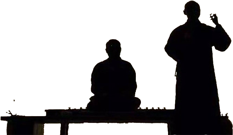 Silhouetted Meditationand Tea Ceremony