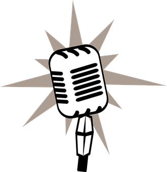 Silhouetted Microphone Starburst Background PNG with transparent background