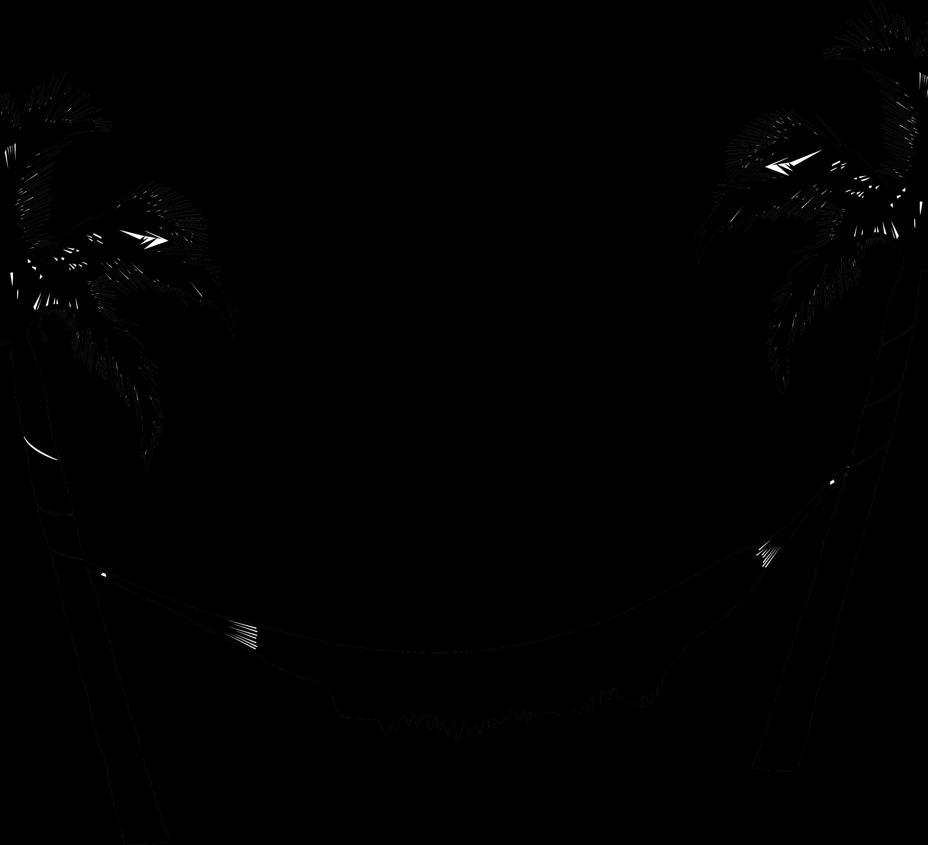 Hammock And Palm Trees Png - Black And White Trees Png, Transparent Png PNG with transparent background