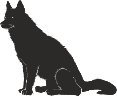 Silhouetted Sitting Dog PNG with transparent background