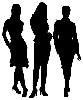 Silhouetted Team Standing Together PNG with transparent background