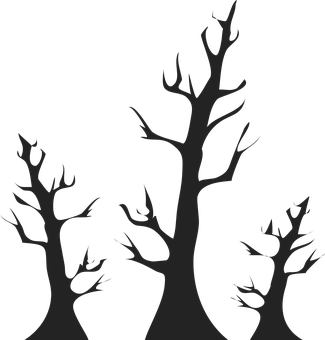 Silhouetted Trees Against Dark Background