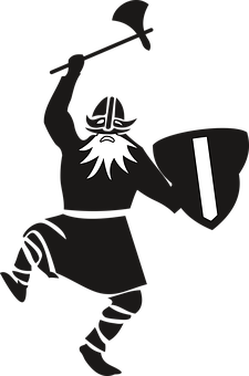 Silhouetted Viking Warrior PNG with transparent background