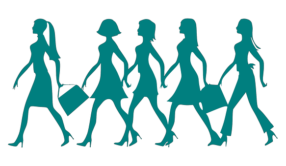 Silhouetted Women Walking In Style PNG with transparent background