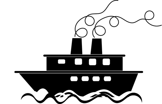 Silhouetteof Boaton Waves PNG with transparent background