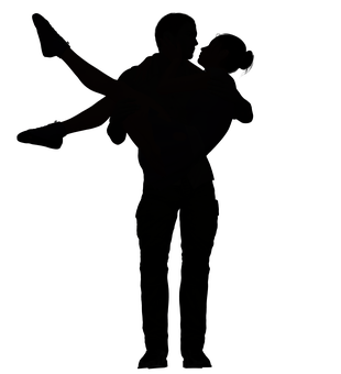 Silhouetteof Couple Embrace PNG with transparent background