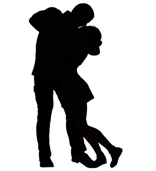 Silhouetteof Couple Embracing PNG with transparent background