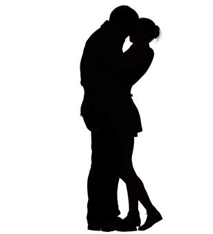 Silhouetteof Couple Kissing