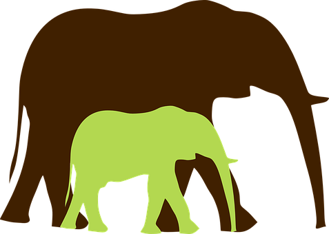 Silhouetteof Elephantand Calf