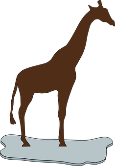 Silhouetteof Giraffe Standing PNG with transparent background