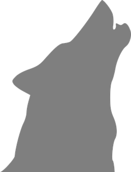 Silhouetteof Howling Wolf PNG with transparent background