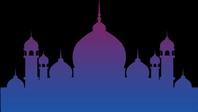 Silhouetteof Islamic Mosque Skyline