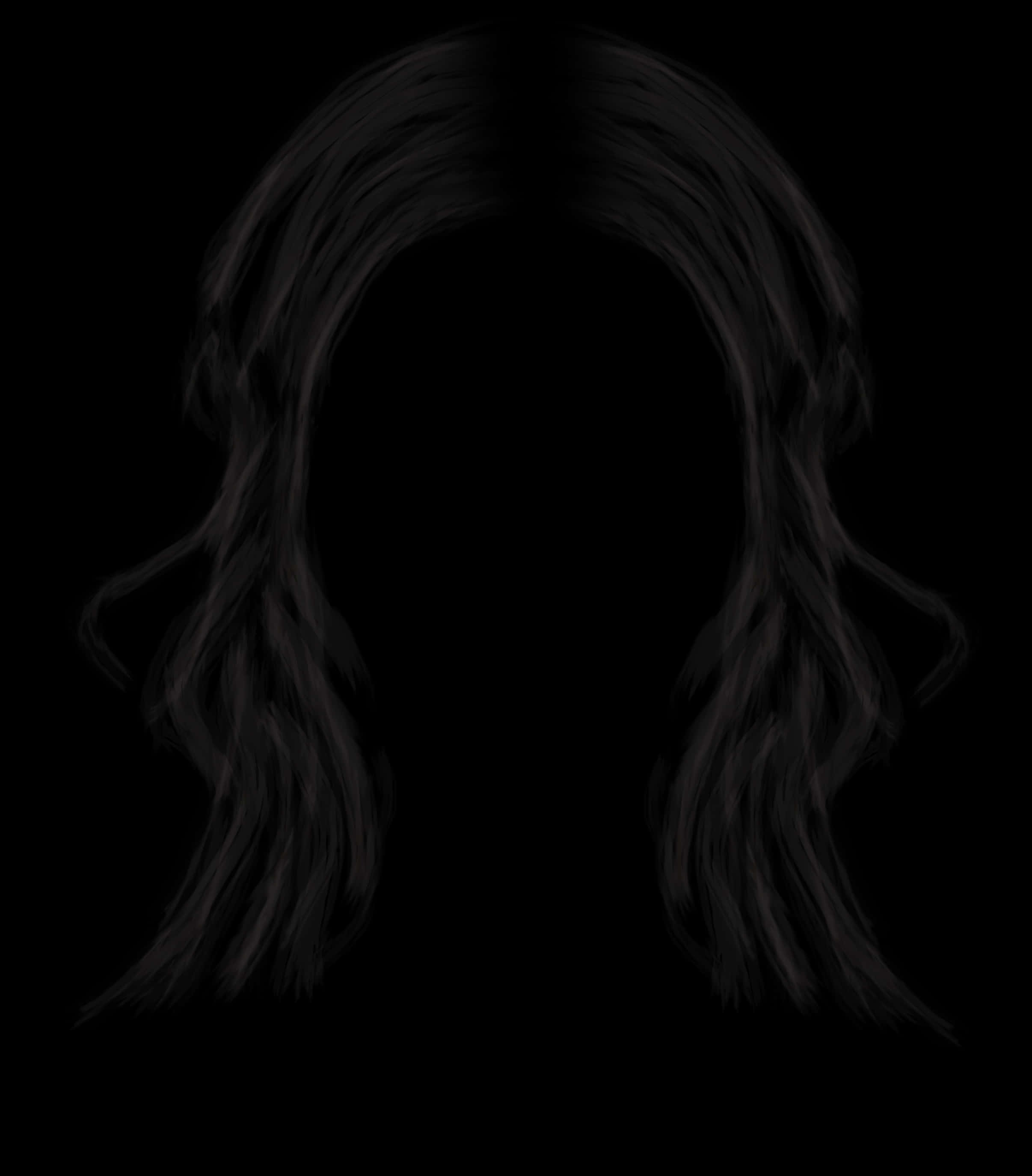 Silhouetteof Long Hairon Black Background