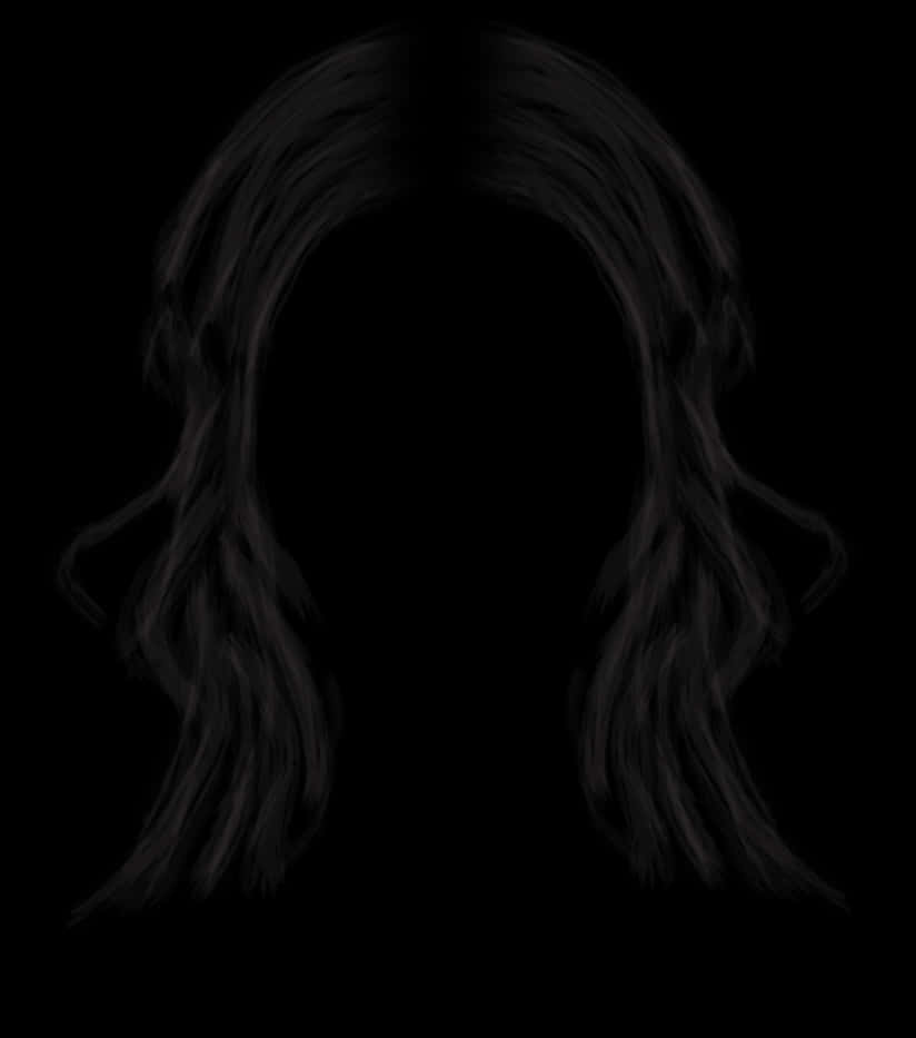 Silhouetteof Long Hairon Black Background