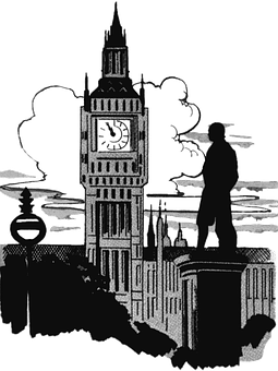 Silhouetteof Manand Big Ben PNG with transparent background