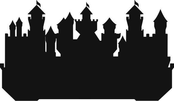 Silhouetteof Medieval Castle PNG with transparent background