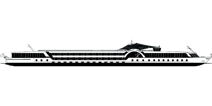 Silhouetteof Modern Cruise Ship PNG with transparent background