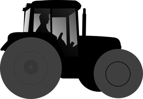 Silhouetteof Modern Tractor PNG with transparent background