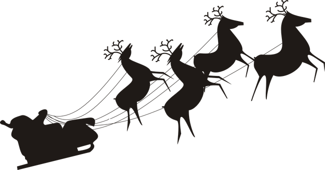 Silhouetteof Santaand Reindeer PNG with transparent background