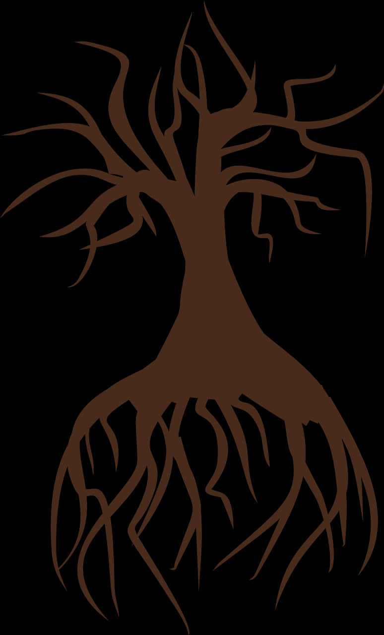 Silhouetteof Treewith Roots