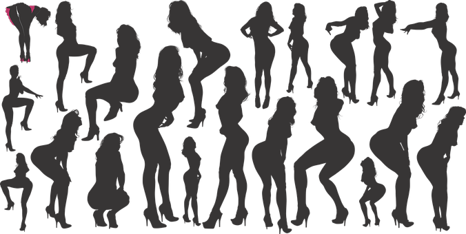 Silhouettesof Diverse Women PNG with transparent background