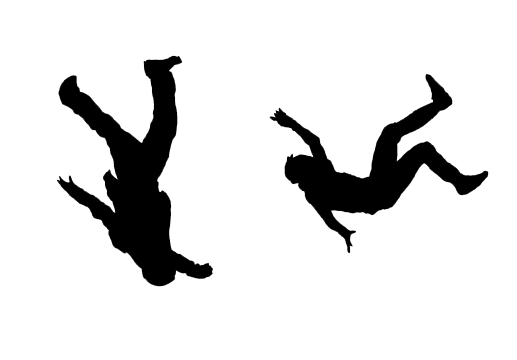 Silhouettesof Two People Falling