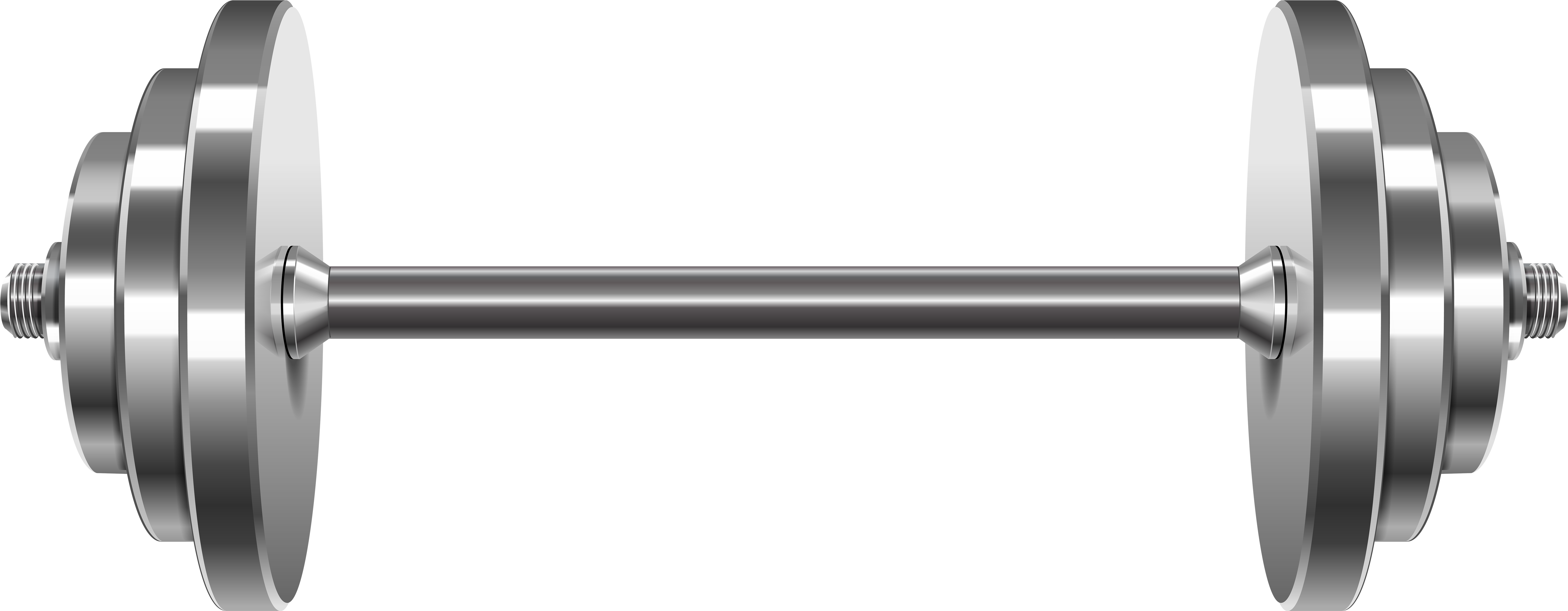 Silver Barbell Isolated Fitness Equipment PNG with transparent background