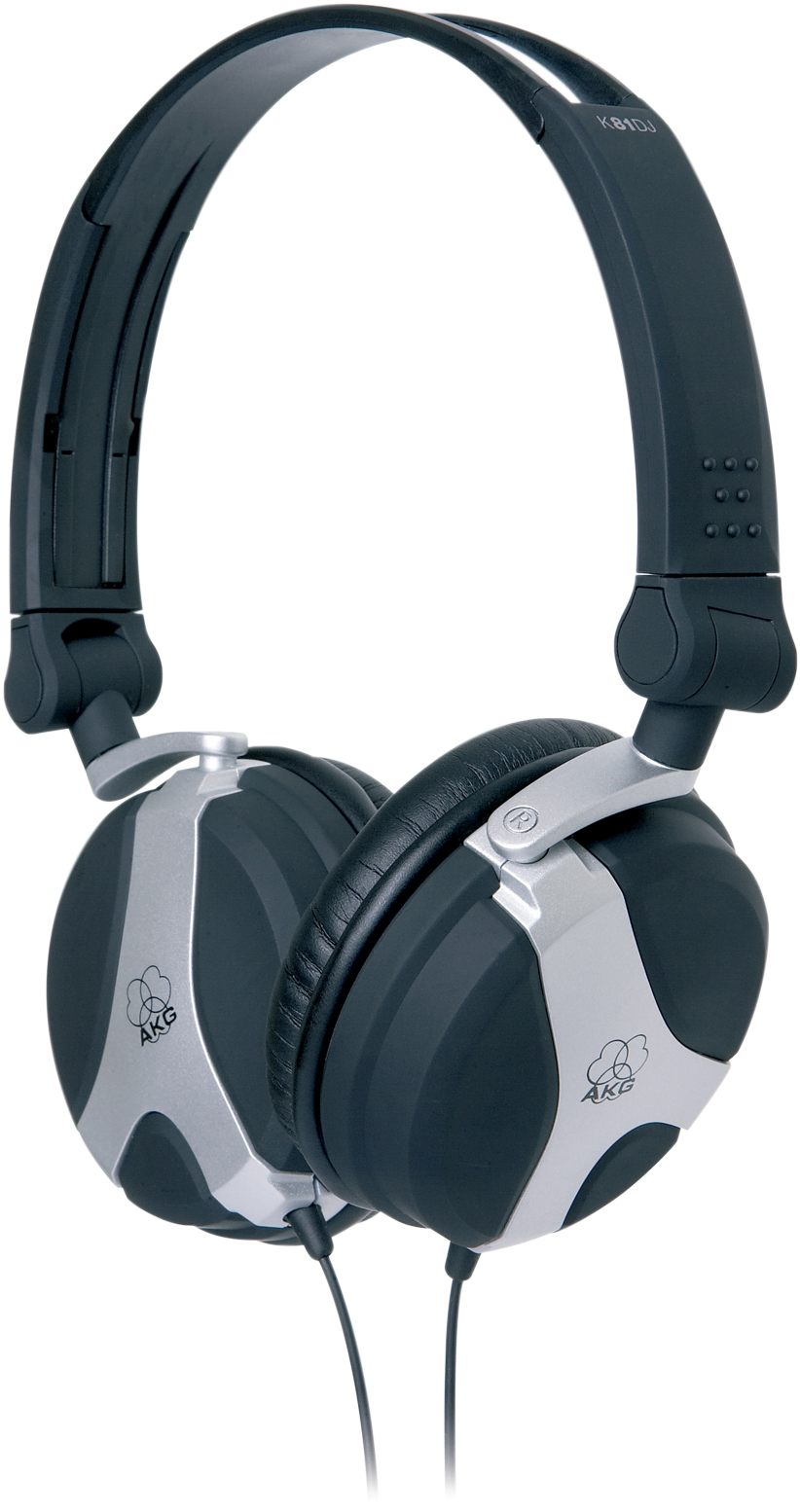 Silver Black A K G Headphones PNG image with a transparent background, free high-resolution download