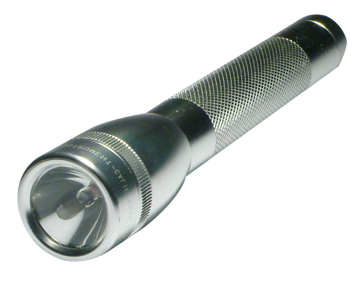 Silver Black Flashlight PNG with transparent background