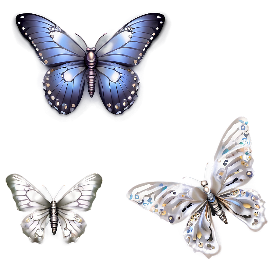 Silver Butterflies Png 05232024