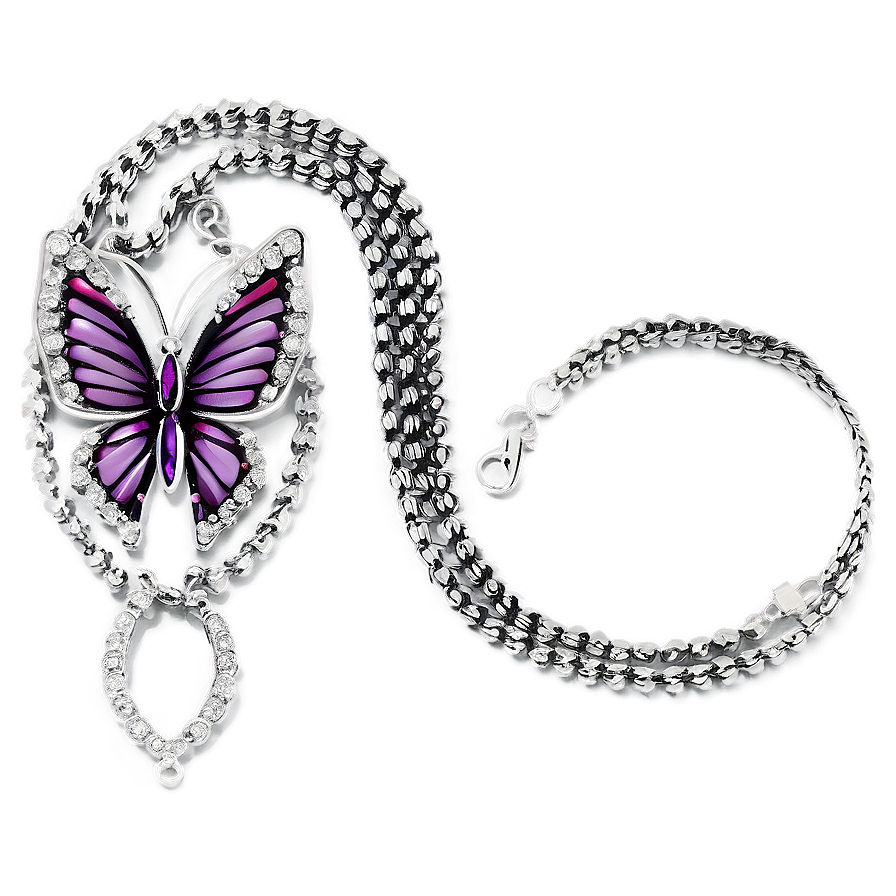 Silver Butterfly Necklace Png Knp13