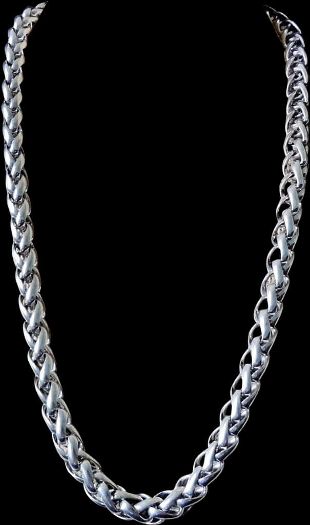 Silver Chain Necklaceon Black Background