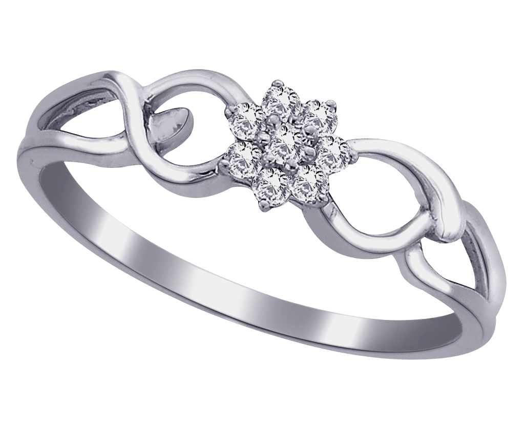 Silver Diamond Cluster Ring PNG with transparent background