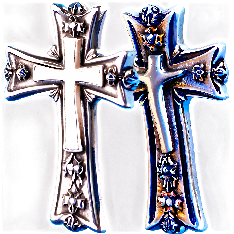 Silver Fancy Cross Png Xxt