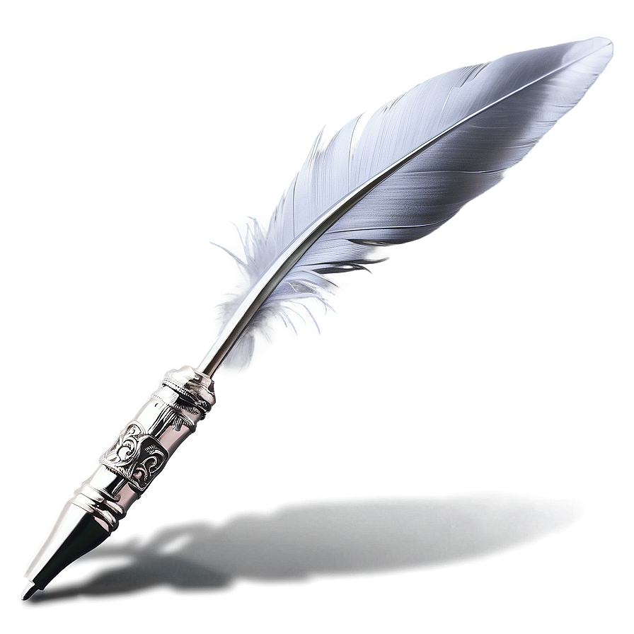 Silver Feather Pen PNG uis57 PNG with transparent background