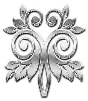 Silver Floral Emblem Design PNG with transparent background