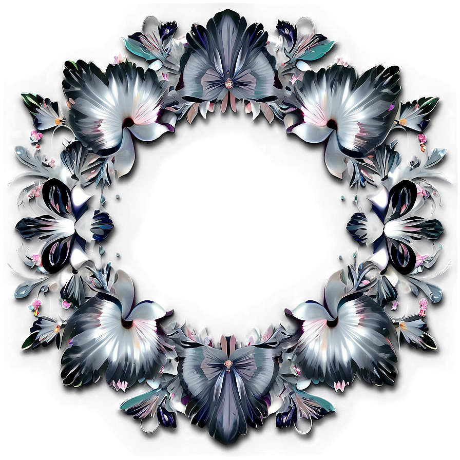 Silver Flower Circle Png 6