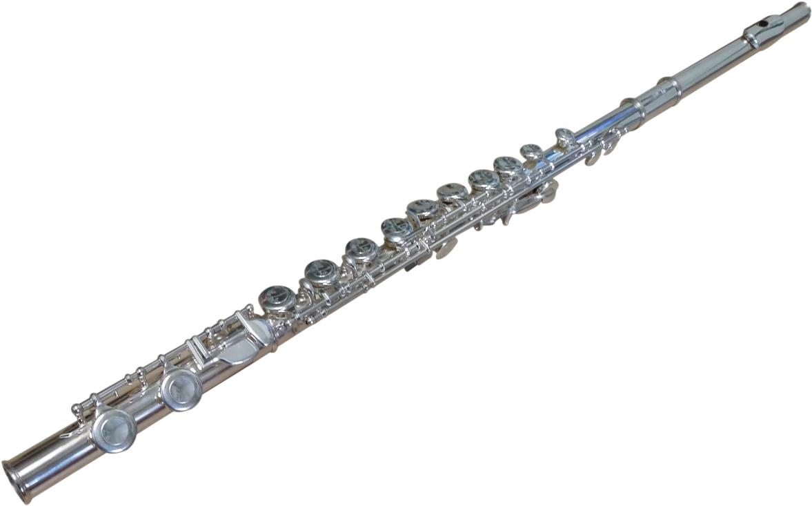 Silver Flute Instrument PNG with transparent background