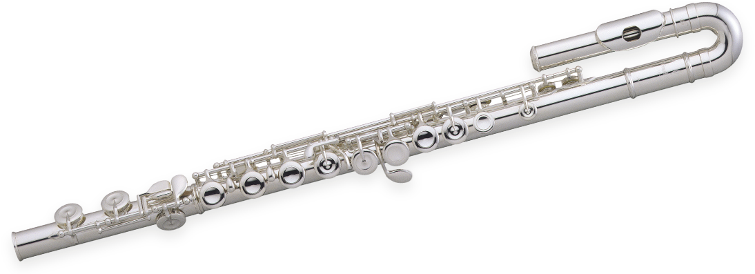 Silver Flute Isolatedon Dark Background PNG with transparent background